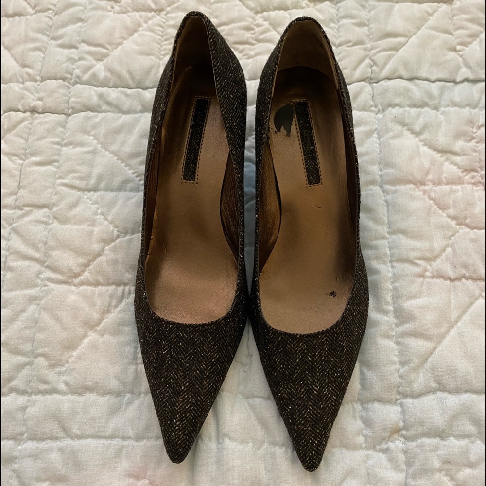 Bandolino brown tweed pointed toe low heeled pump, size 10, never worn!